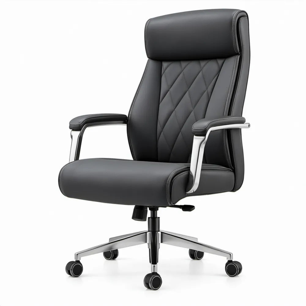 Ergonomisch draaibaar ontwerp met hoge rugleuning van zwart PU-kunstleer, 66 x 68 x 118-128 cm