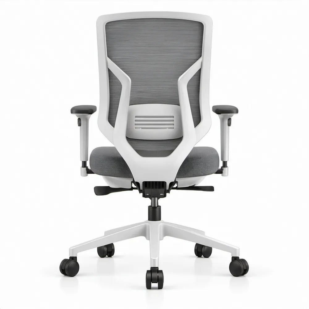 Ergonomische bureaustoel met verstelbare armleuningen, grijs/wit/zwart, 64 x 64 x 113-123 cm