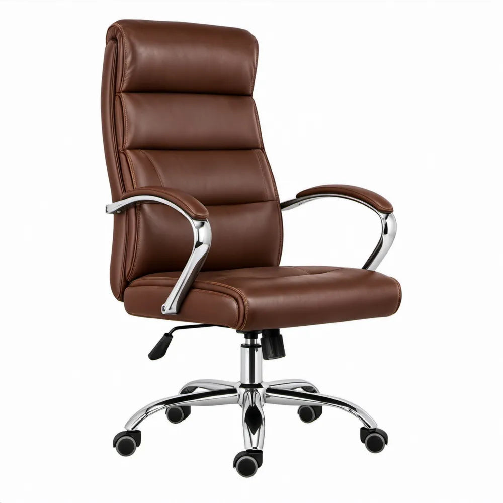 Ergonomische bureaustoel met hoge rugleuning, verstelbare zithoogte, bruin, 65 x 70 x 118-128 cm