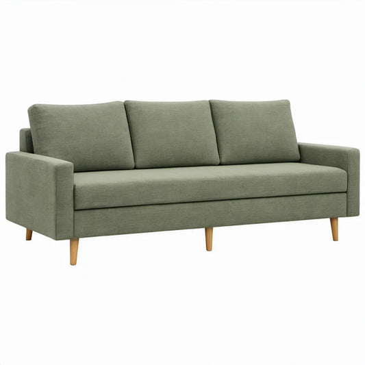 Driezitsbank 200 x 85 x 85 cm Olijfgroen met naturel houten poten