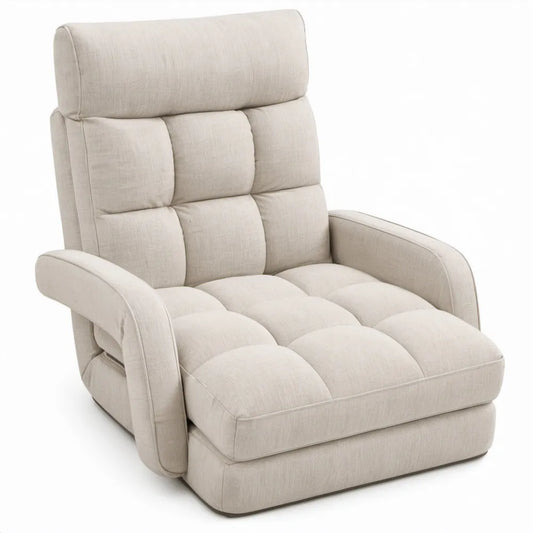 Handmatig verstelbare beige fauteuil van polyester, 90 x 95 x 105 cm
