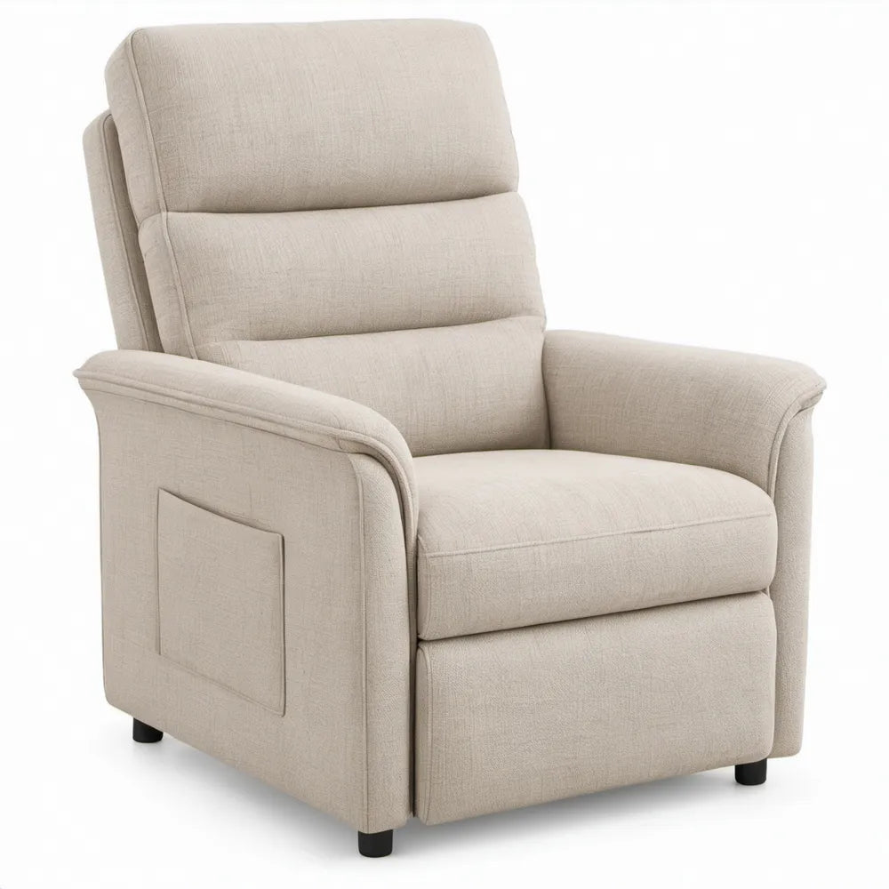 Beige handmatig verstelbare fauteuil met uitschuifbare voetensteun, 92 x 90 x 103 cm