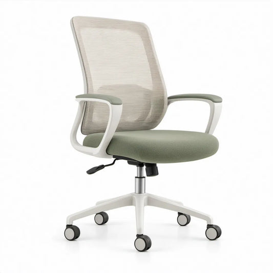 Ergonomische bureaustoel met verstelbare zithoogte en armleuningen, lichtgroen/wit, 62 x 62 x 96-106 cm