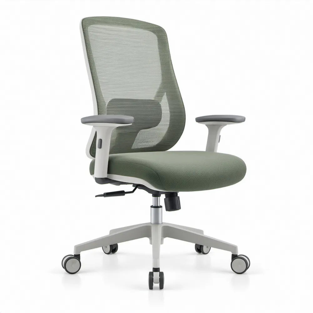 Ergonomische groene bureaustoel met verstelbare armleuningen, 64 x 64 x 118-128 cm