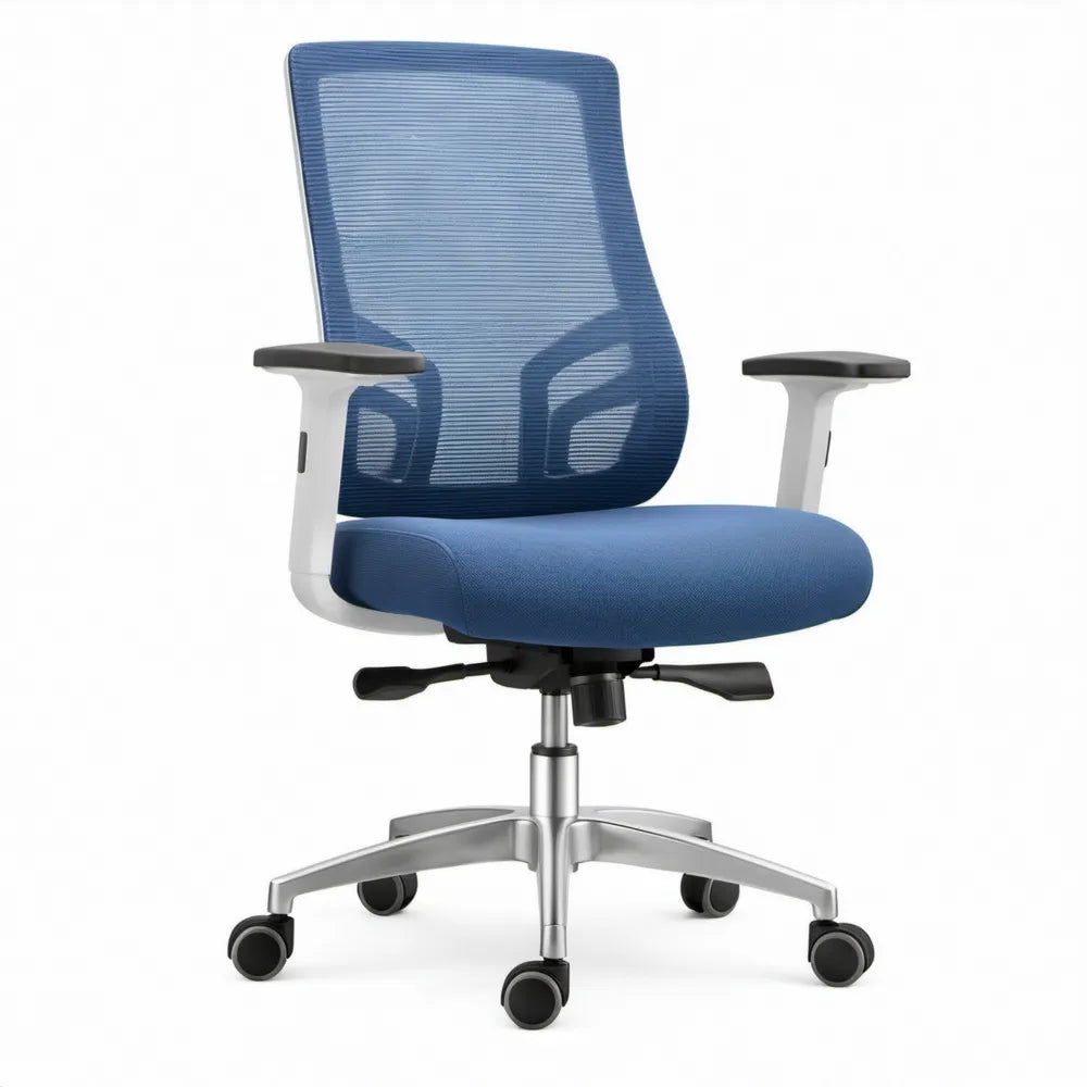 Ergonomische bureaustoel met armleuningen, blauw, 64 x 64 x 112-122 cm